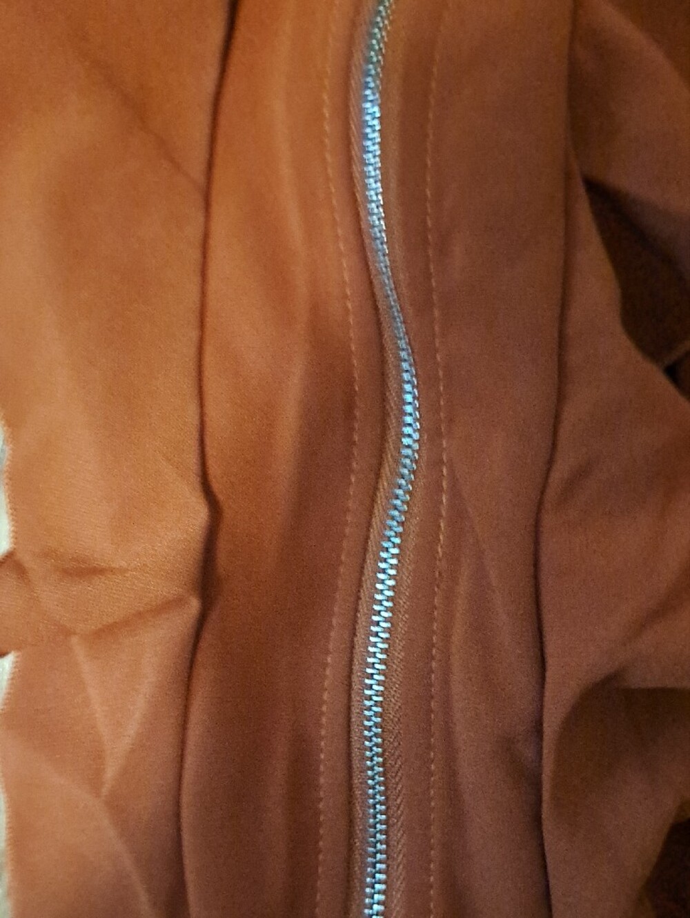 Blouse Rust Ruffle-Trim Zip Sleeve Amazing! - Picture 3 of 4